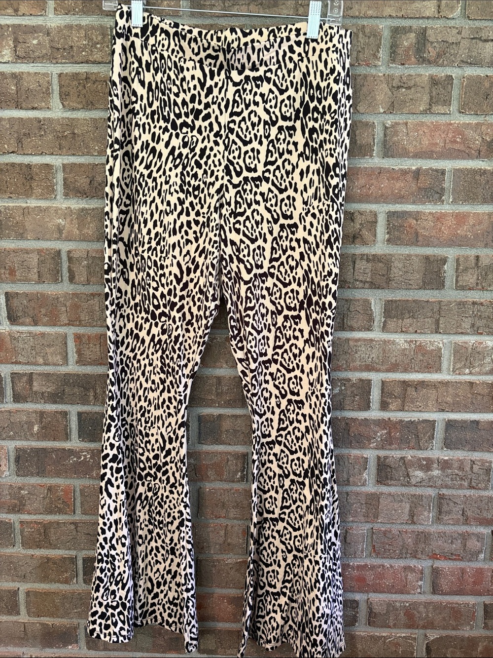 Leopard Print Flare Pants - Beige/Black